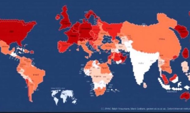 نقشه جهانی کاربران اینترنت منتشر شد