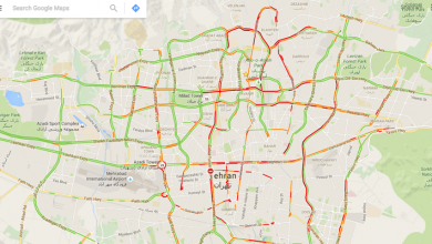ترافیک آنلاین تهران  روی  گوگل مپس