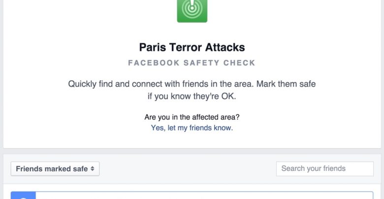 کمک فیس‌بوک به مردم پاریس
