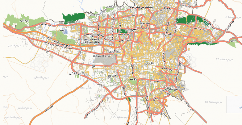 نقشه و اطلاعات مکانی تهران در دسترس کسب وکارها