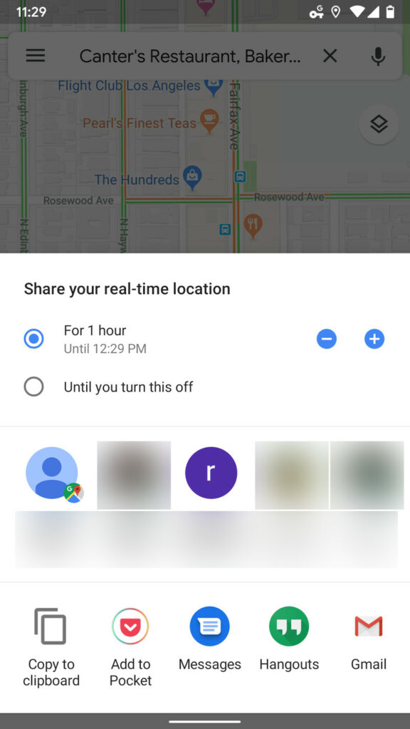 ارسال لوکیشن لایو در گوگل مپ
