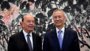 Wilbur Ross وزیر بازرگانی ایالات متحده و Liu He معاون نخست وزیر چین