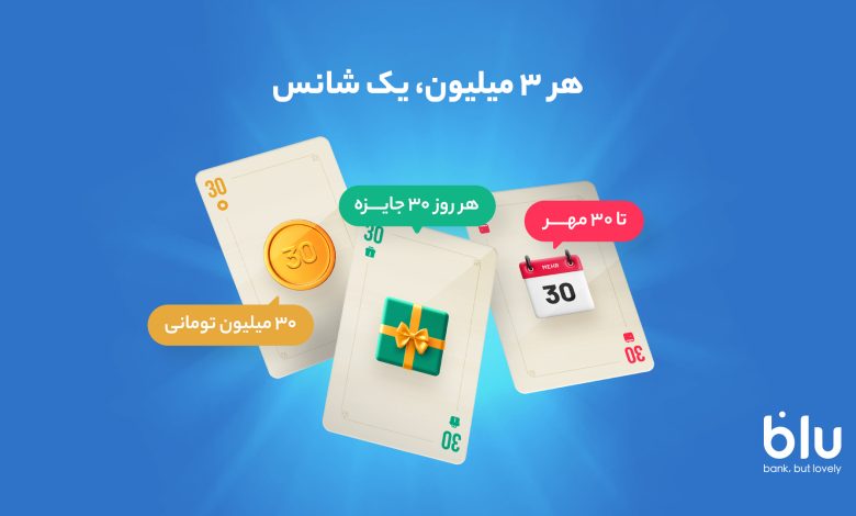 بلوبانک روزانه ۹۰۰ میلیون تومان جایزه می‌دهد