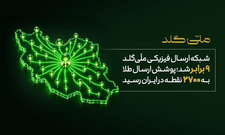 شبکه ارسال فیزیکی ملّیگلد ۹ برابر شد؛ پوشش ارسال طلا به ۲۷۰۰ نقطه در ایران رسید